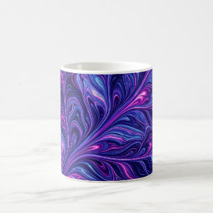 Caneca de Café Roxo Cósmico com Veias de Folha Abs
