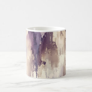 Caneca De Café Roxo e Bege Abstrato Aquarela