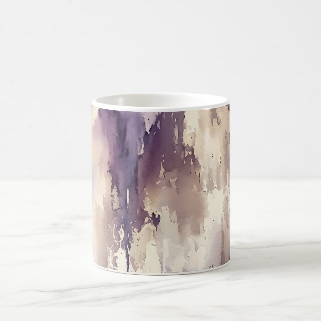 Caneca De Café Roxo e Bege Abstrato Aquarela (Centro)