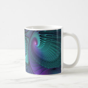 Caneca De Café Roxo encontra Arte Fractal abstrato Turquesa moder