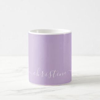 Caneca De Café Roxo Lilás Bege Branco Minimalista Nome 015