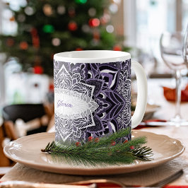 Caneca De Café Roxo Mandala Snowflake Mug