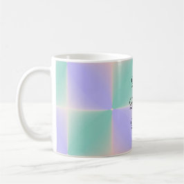 Caneca De Café Roxo Pastel e Quadrados Verdes