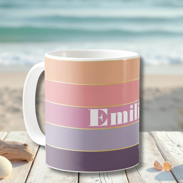 Caneca De Café Roxo Pêssego Personalizado Bloquinhos de Cor de Ve (Criador carregado)
