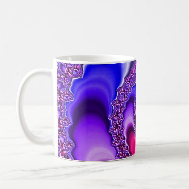 Caneca De Café Roxo rosa e Arte Fractal Espiral Azul (Esquerda)