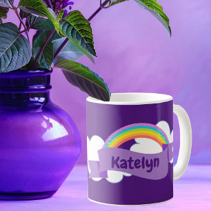 Caneca De Café Roxo Roxo Bonito Monograma Girly