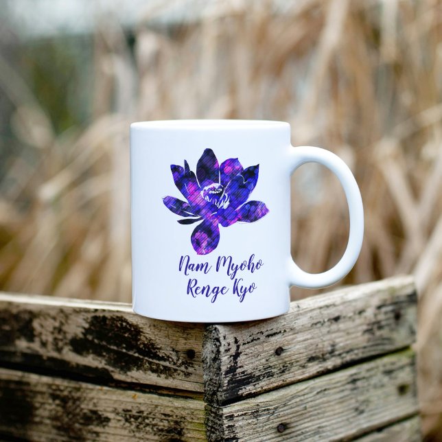 Caneca De Café Roxo Roxo-Espiritual Flor Nam Myoho Renge Kyo (Criador carregado)
