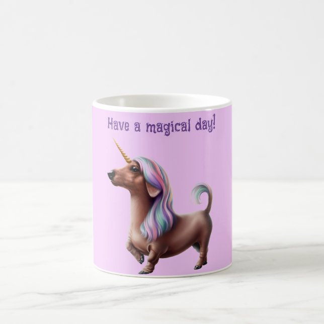 Caneca De Café Roxo Unicorn Dachshund (Centro)