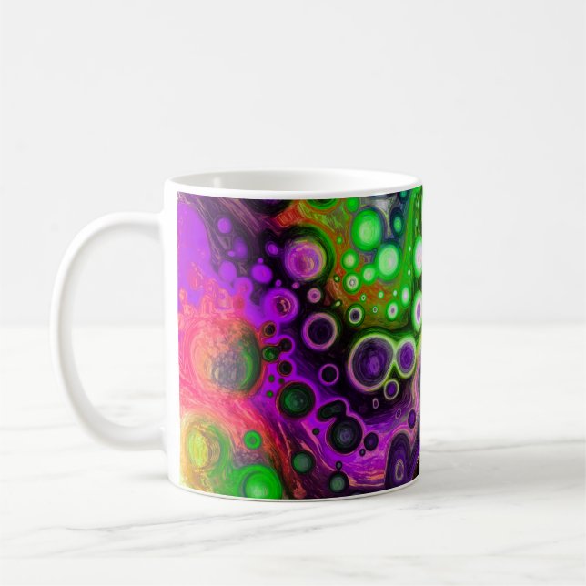 Caneca De Café Roxo, Verde limão, Arte Negra Fluida (Esquerda)