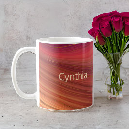 Caneca De Café Roxo Vermelho e Dourado Monograma Marble Strata