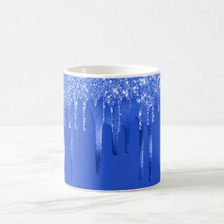 Caneca De Café Royal Blue Glitter Drips