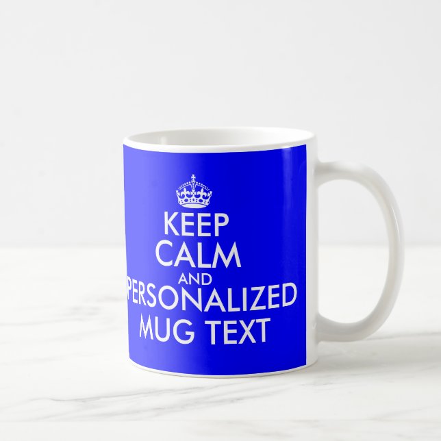Caneca De Café Royal Blue Keep Calm Mug | Personalizar modelo de  (Direita)