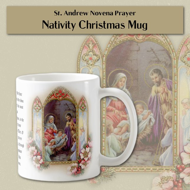 Caneca De Café Rua Andrew Advento de Natal Novena Santa Família (Christmas Nativity St. Andrew Novena Mug )