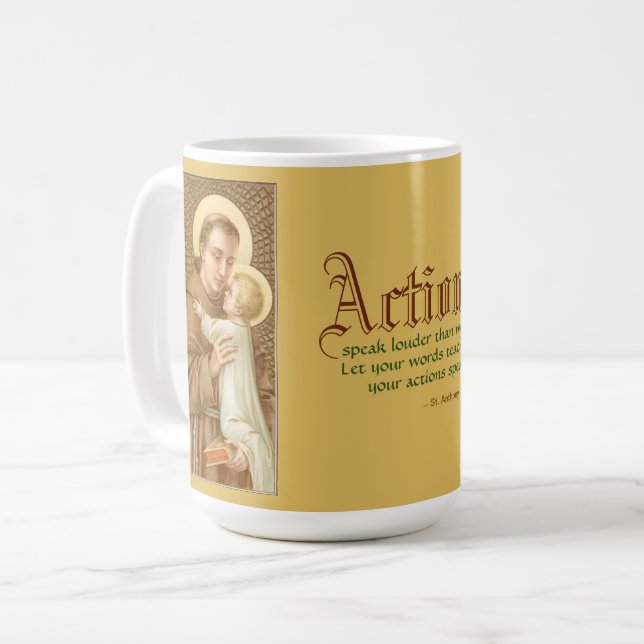 Caneca De Café Rua. Anthony de Pádua e a Criança Cristo (JM 05) (Frente Esquerda)