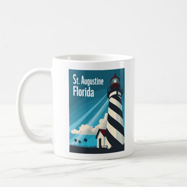 Caneca De Café Rua. Augustine FL - Farol na Ilha Anastasia (Esquerda)