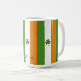 Caneca De Café Rua: bandeira irlandesa de Patrick w Shamrock   Pa