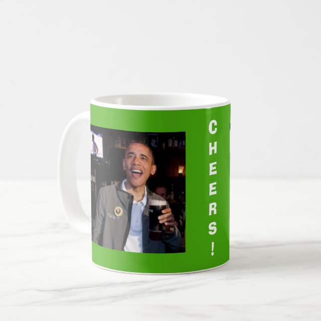 Caneca De Café Rua Barack Obama. Mug de torrada no dia de Patrick (Frente Esquerda)