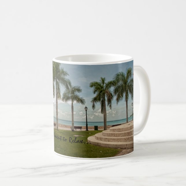 Caneca De Café RUA das Ilhas Virgens dos EUA. Croix Palm Trees Tr (Frente Esquerda)