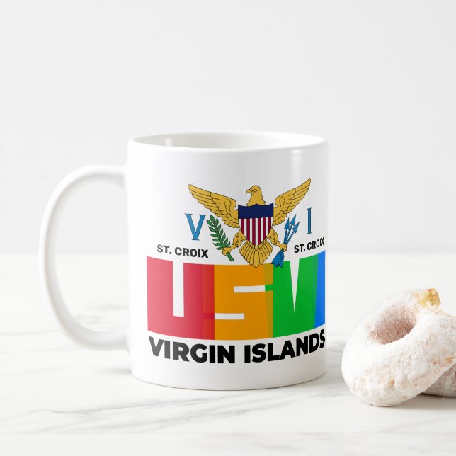 Caneca De Café RUA das Ilhas Virgens dos EUA Croix USVI Tropical (Com Donut)