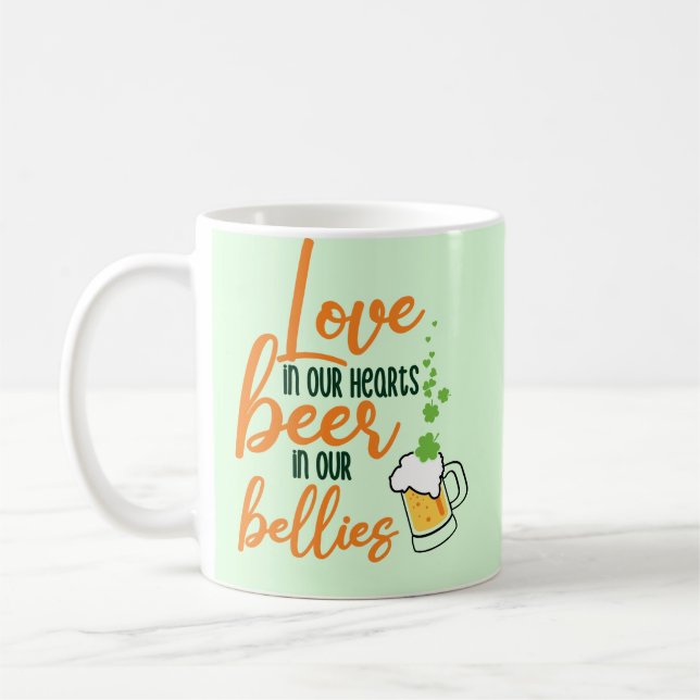 Caneca De Café Rua de Amar e Cerveja. Diversão do Dia de Patrick- (Esquerda)