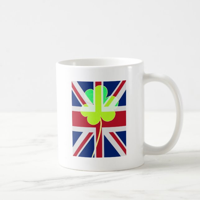 Caneca De Café Rua de Clover da Irish British Flag Shamrock, Patr (Direita)