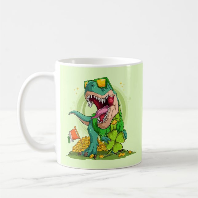 Caneca De Café Rua de Leprechaun T-Rex. Dia de Patrick (Esquerda)
