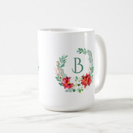 Caneca De Café Rua De Poinsettia De Natal Com Monograma