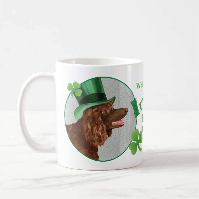 Caneca De Café Rua. Dia de Patrick, Irish Water Spaniel (Esquerda)