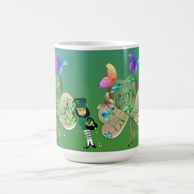 Caneca De Café Rua, dia de Patrick Leprechaun com nome (Centro)