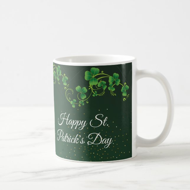 Caneca De Café Rua. Dia de Patrick, Shamrock Verde Vine Irish Par (Direita)