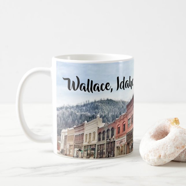 Caneca De Café Rua do banco em Wallace Idaho (Com Donut)