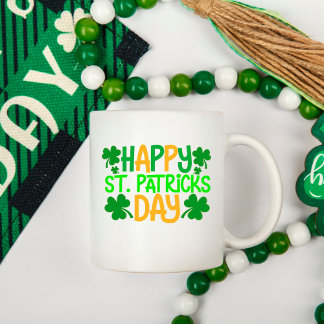 Caneca De Café Rua Feliz, Shamrock Verde do Dia de Patrick