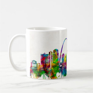 Caneca De Café Rua Louis Missouri Skyline