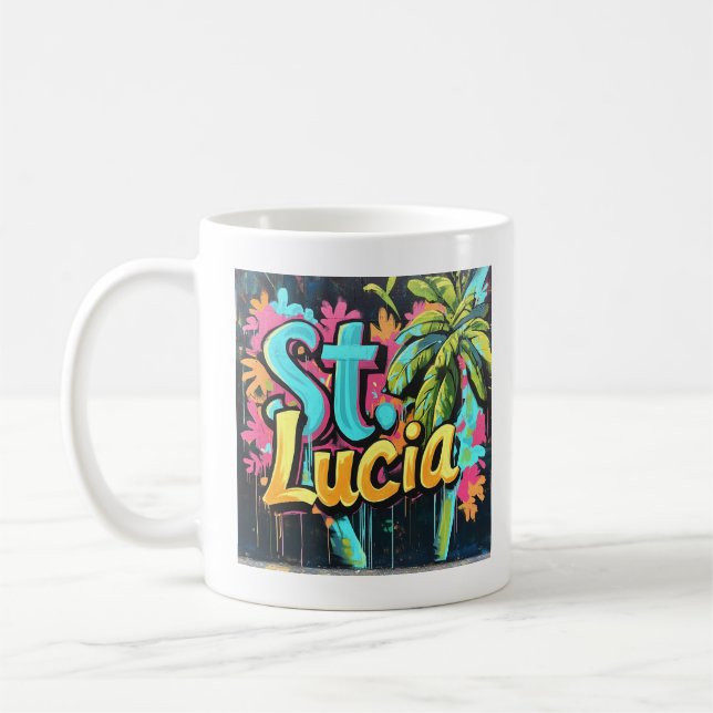 Caneca De Café Rua. Lucia Grafite Vibes: Island Street Art Ed (Esquerda)