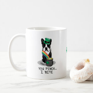 Caneca De Café Rua. O Dia de Patrick, Boston Terrier Dog (preto) 