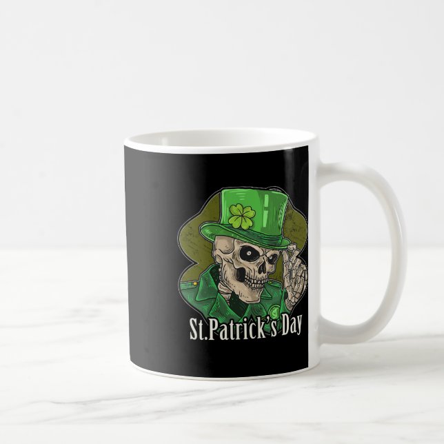 Caneca De Café Rua Patrick Day Skeleton Clover Divertido Sarcásti (Direita)