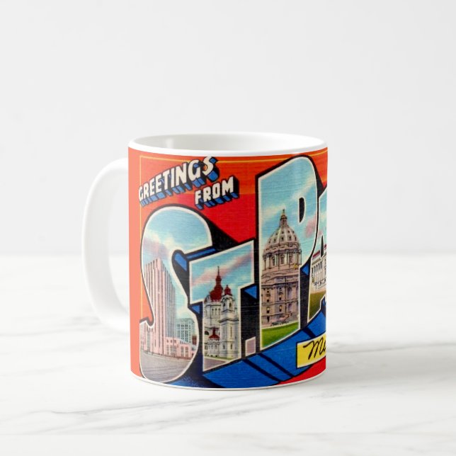 Caneca De Café Rua Paul MN Saudações (Frente Esquerda)