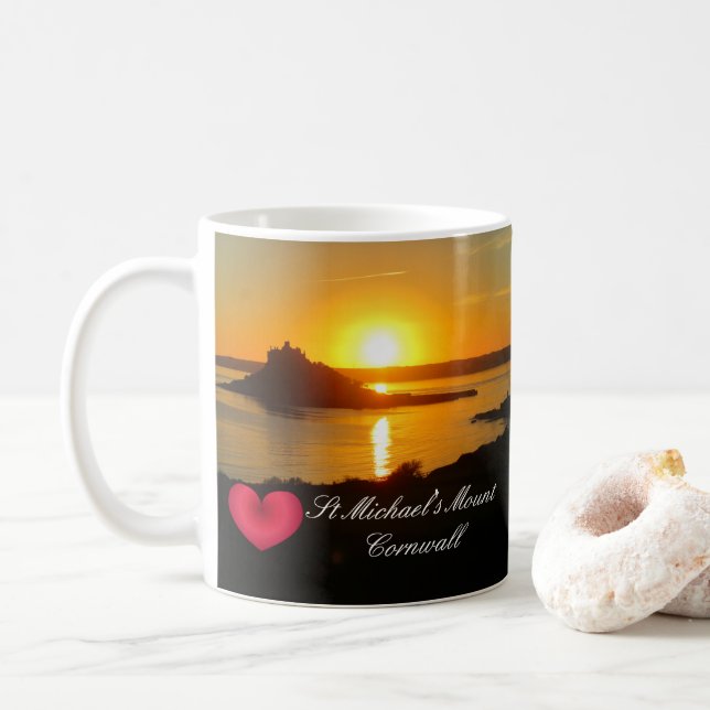 Caneca De Café Rua Personalizada Michaels Monte Cornwall Sunset (Com Donut)