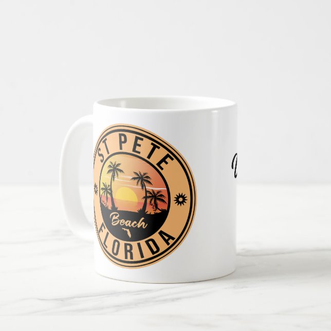 Caneca De Café Rua: Pete Beach Florida Souvenir Personalize (Frente Esquerda)