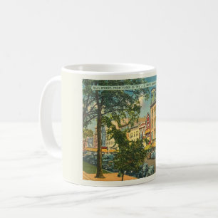 Caneca De Café Rua principal, Saratoga Primavera NY Estilo Vintag