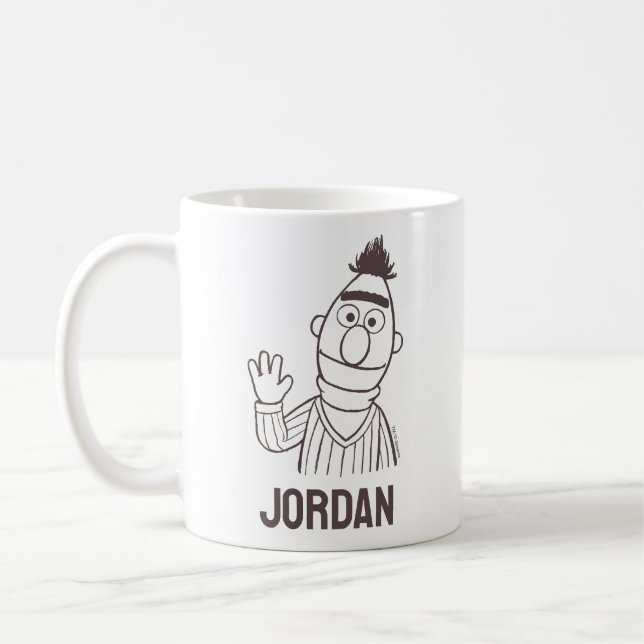 Caneca De Café Rua Sésamo | Bert Bright | Adicione seu nome (Esquerda)