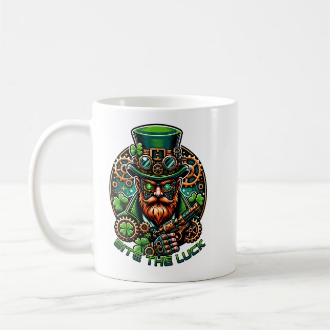 Caneca De Café Rua Steampunk, Leprechaun do Dia de Patrick (Esquerda)