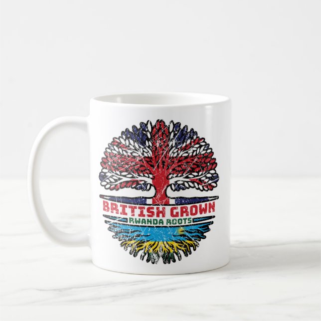 Caneca De Café Ruanda Rwandan British Tree Roots Flag (Esquerda)