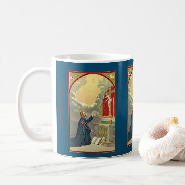 Caneca De Café Ruas. Camillus Orando Antes de um Crucifixo (M 020 (Com Donut)