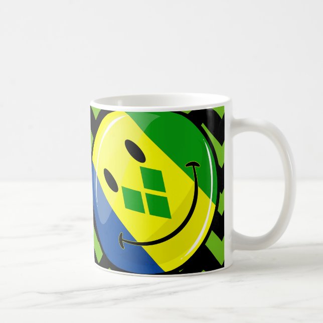 Caneca De Café Ruas sorridentes, bandeira de Vincent e Granadinas (Direita)