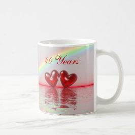 Caneca De Café Ruby Hearts do 40º aniversário