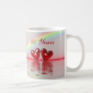Caneca De Café Ruby Hearts do 40º aniversário