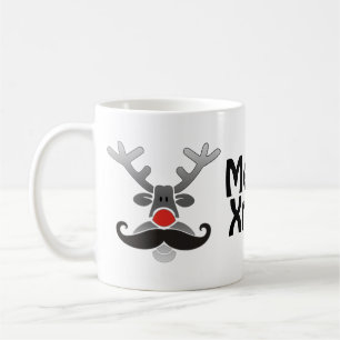 Caneca De Café Rudolph de Nariz Vermelho com Bigode + sua ideia