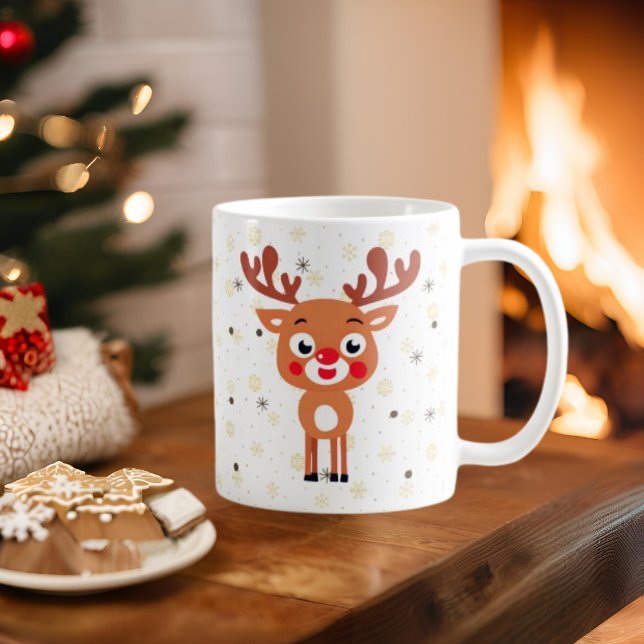 Caneca De Café Rudolph Red Nose Reindeer Coffee Mug (Criador carregado)
