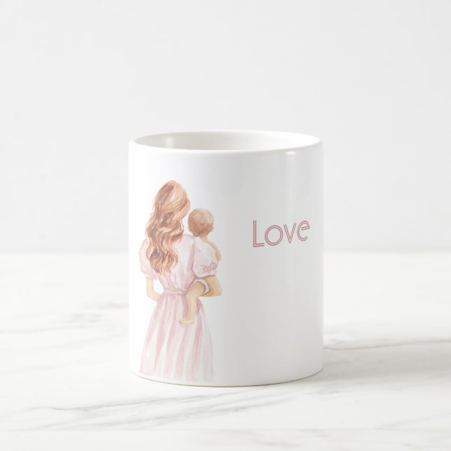 Caneca De Café Ruiva Vestido Rosa Amor Bebê (Centro)